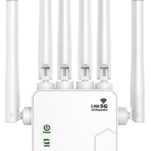XL-Q3 proMax 1200M dual band 6-antenna smart WiFi repeater, MTK chipset, 1WAN+1LAN, US/EU/UK/AU plugs, white black pink yellow colors, 60pcs per carton, system integrator bulk wholesale, ideal for smart communities, office parks, and shopping mall WiFi coverage projects.
