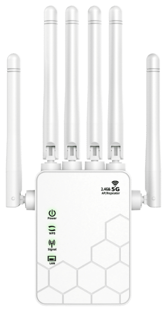XL-Q3 proMax 1200M dual band 6-antenna smart WiFi repeater, MTK chipset, 1WAN+1LAN, US/EU/UK/AU plugs, white black pink yellow colors, 60pcs per carton, system integrator bulk wholesale, ideal for smart communities, office parks, and shopping mall WiFi coverage projects.