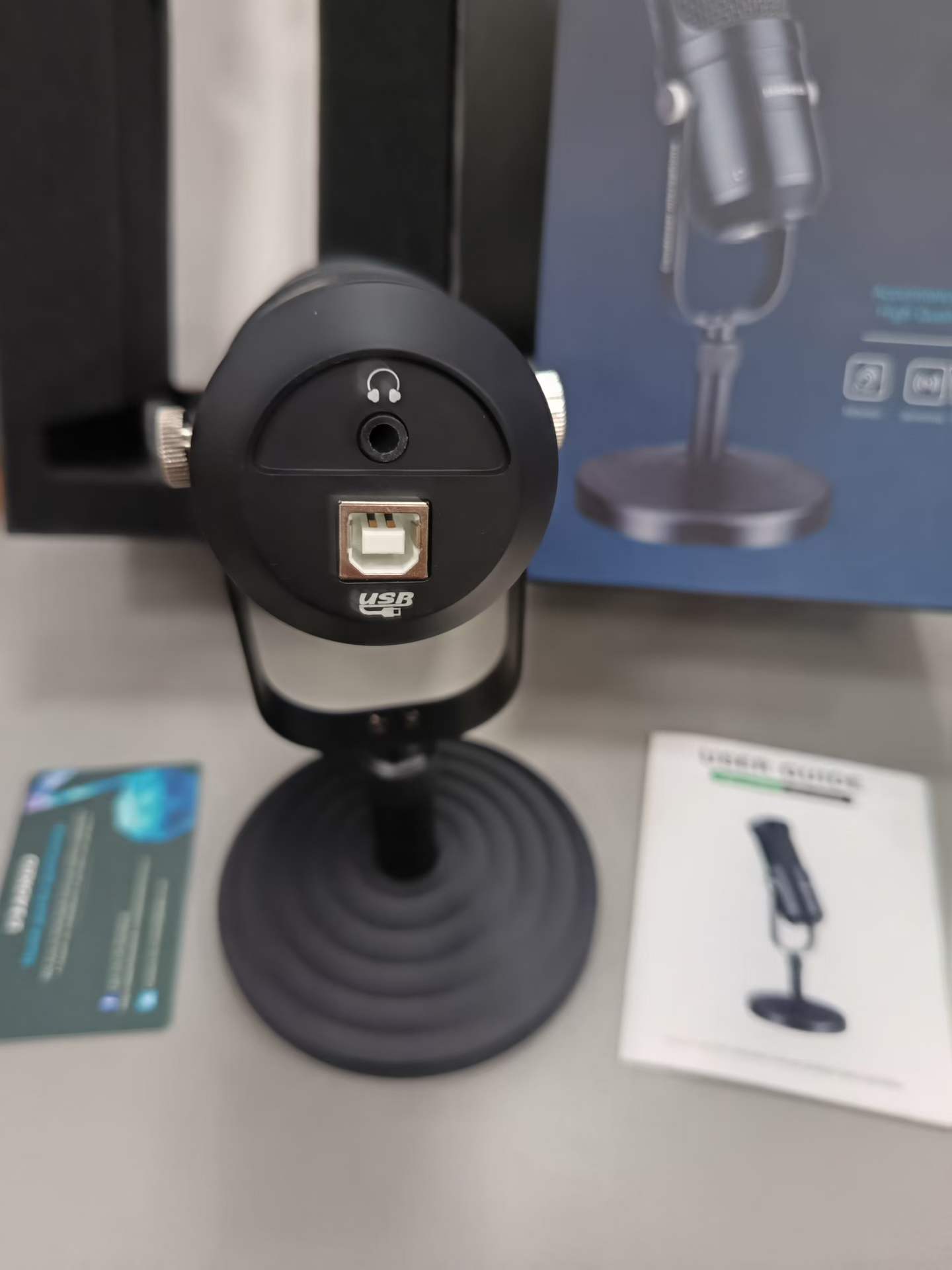 AOKEO desktop USB condenser microphone all-metal body metal mesh head weighted base – original box limited stock